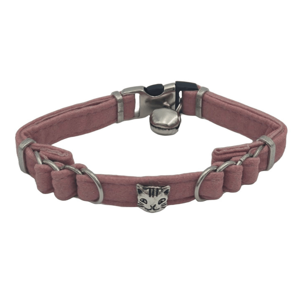 Jooys Kadife Zilli Halkalı Kedi Boyun Tasması Pudra