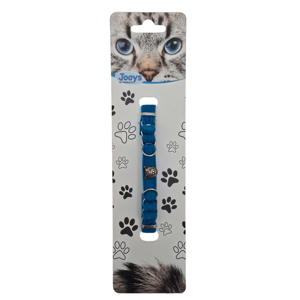 Jooys Kadife Zilli Halkalı Kedi Boyun Tasması Turkuaz