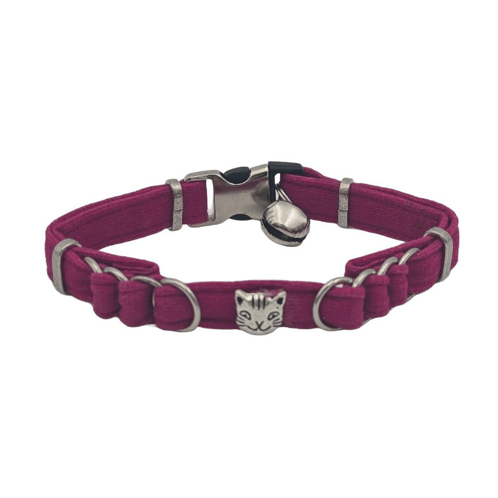 Jooys Kadife Zilli Halkalı Kedi Boyun Tasması Fuşya