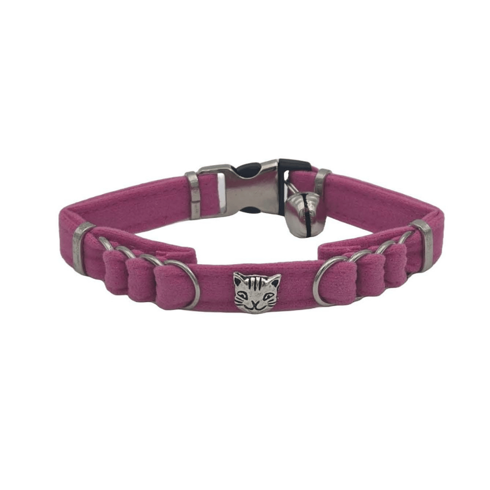 Jooys Kadife Zilli Halkalı Kedi Boyun Tasması Pembe