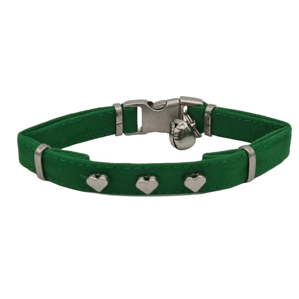 Jooys Kadife Zilli Kalpli Kedi Boyun Tasması Yeşil