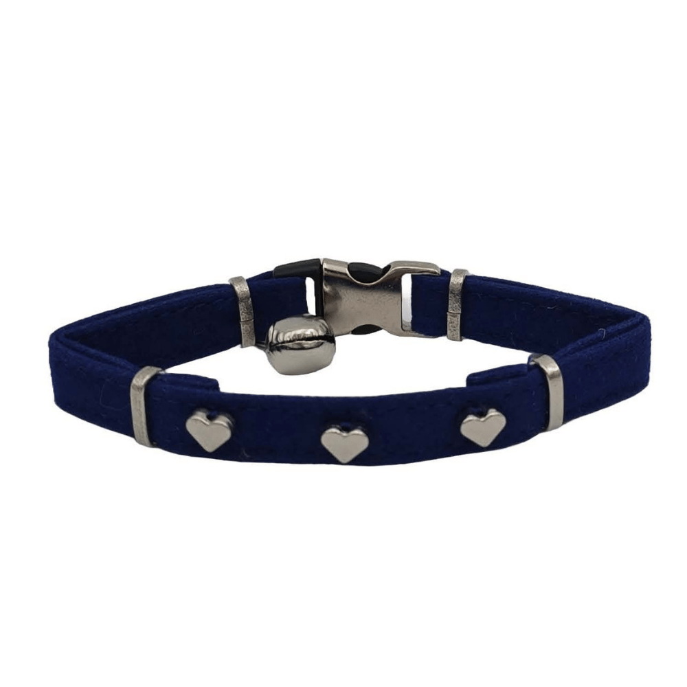 Jooys Kadife Zilli Kalpli Kedi Boyun Tasması Lacivert