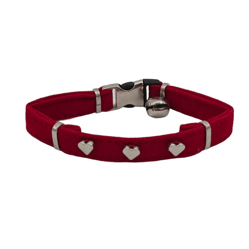 Jooys Kadife Zilli Kalpli Kedi Boyun Tasması Kırmızı