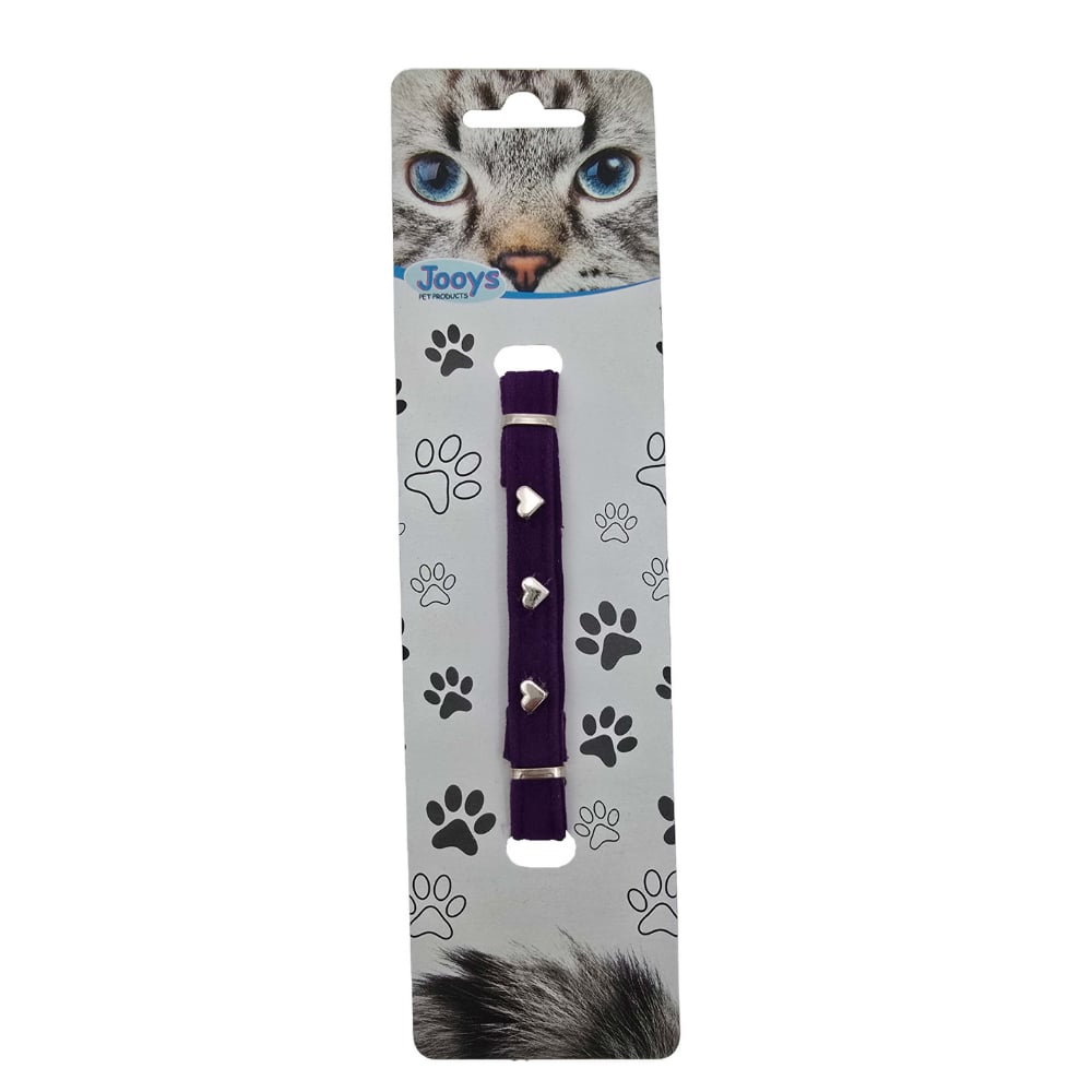 Jooys Kadife Zilli Kalpli Kedi Boyun Tasması Mor