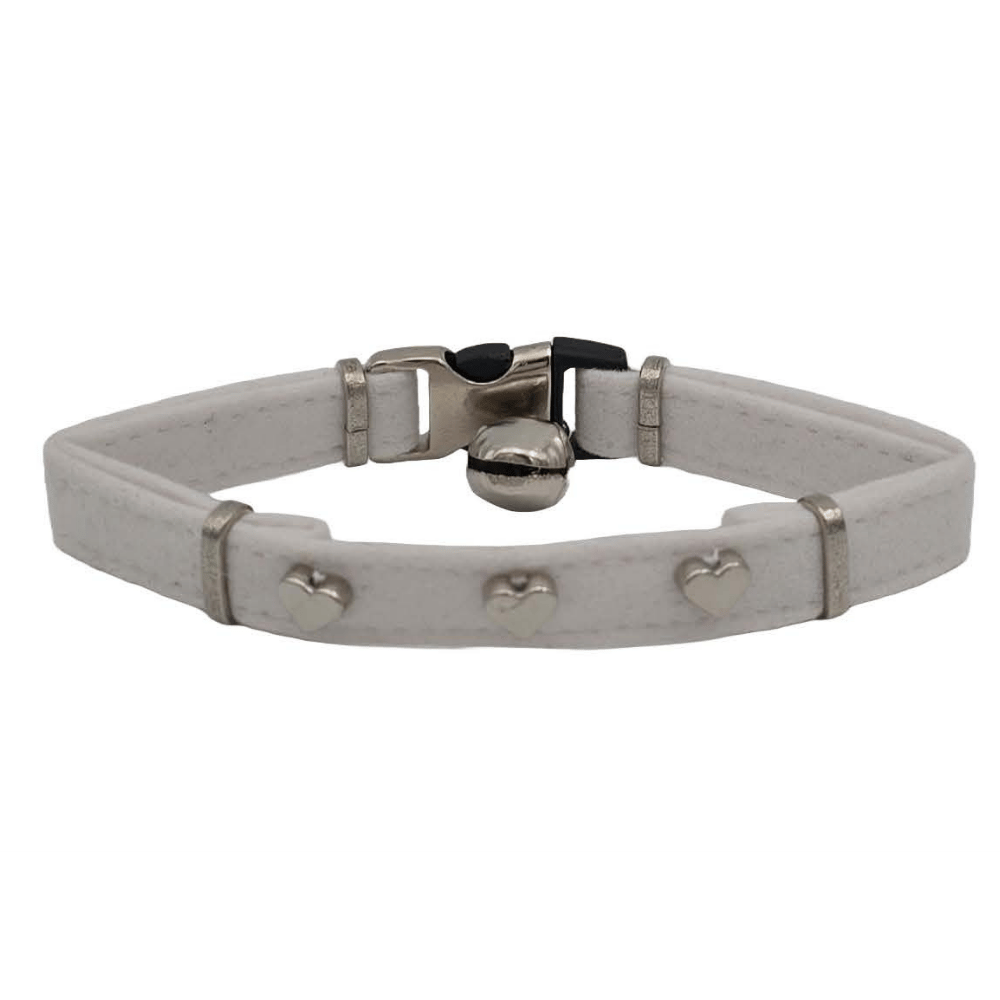 Jooys Kadife Zilli Kalpli Kedi Boyun Tasması Beyaz