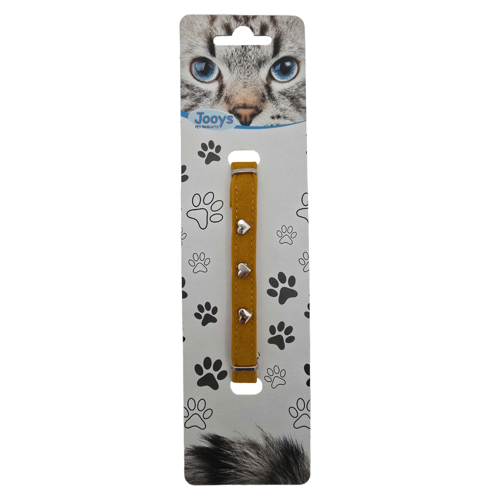 Jooys Kadife Zilli Kalpli Kedi Boyun Tasması Hardal