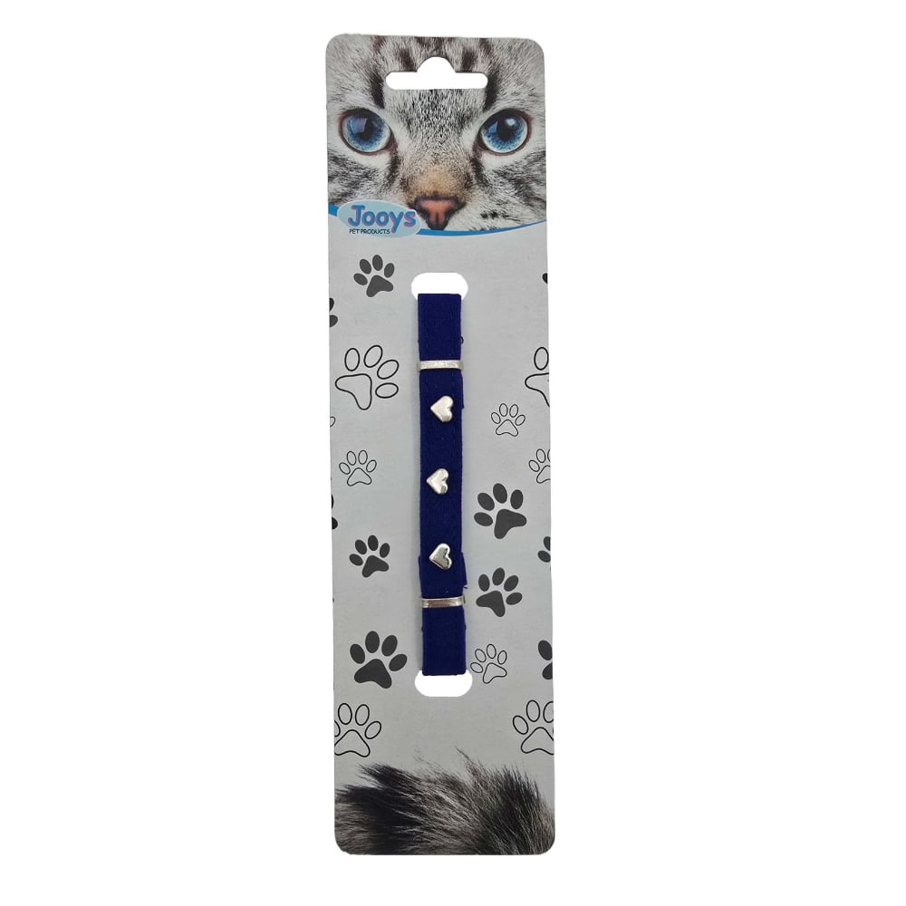 Jooys Kadife Zilli Kalpli Kedi Boyun Tasması Lacivert