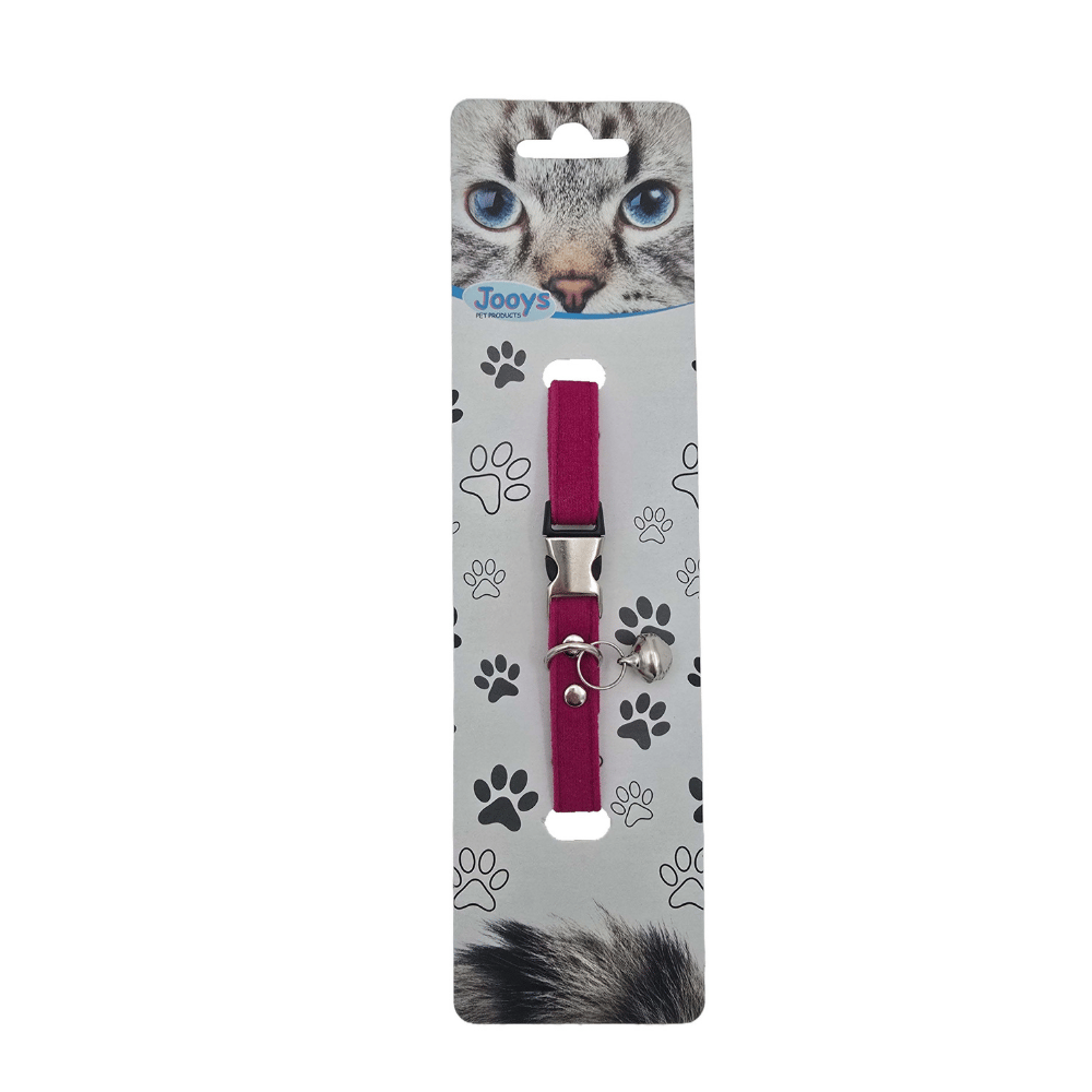 Jooys Kadife Zilli Kedi Boyun Tasması Fuşya