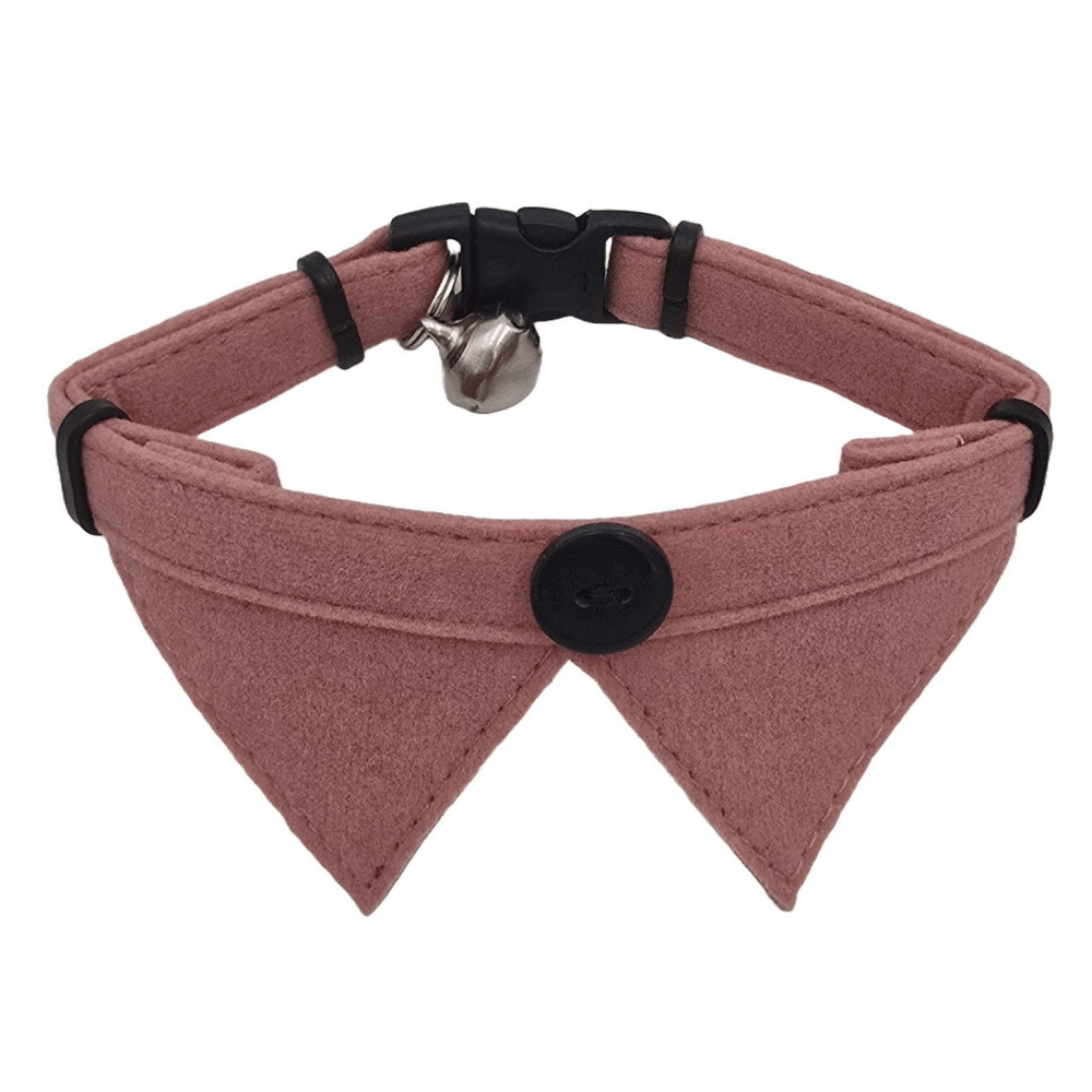 Jooys Kadife Zilli Kravatlı Kedi Boyun Tasması Pudra