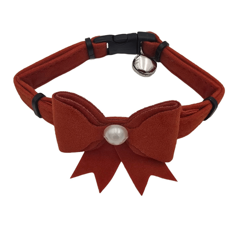 Jooys Kadife Zilli Kurdeleli Kedi Boyun Tasması Turuncu