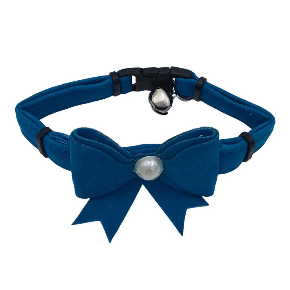 Jooys Kadife Zilli Kurdeleli Kedi Boyun Tasması Turkuaz