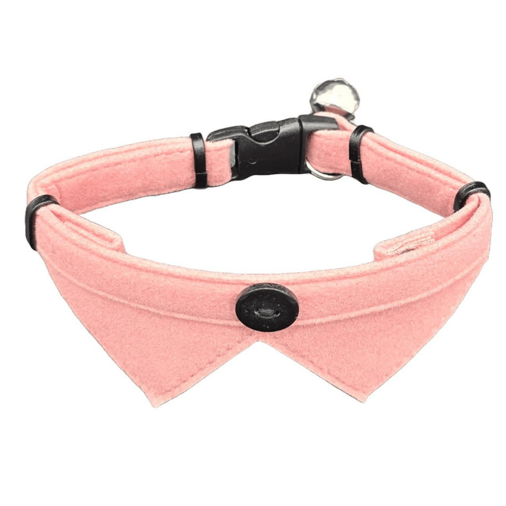 Jooys Kadife Zilli Yakalı Kedi Boyun Tasması Pudra