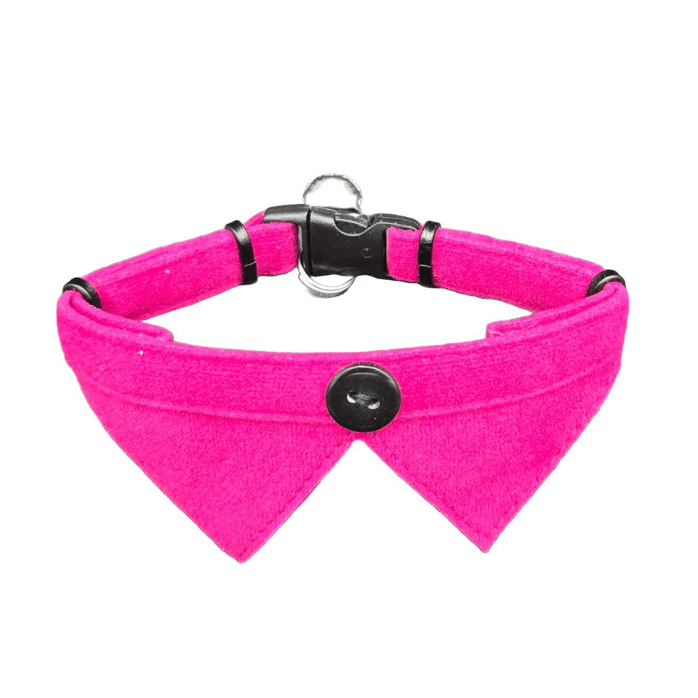 Jooys Kadife Zilli Yakalı Kedi Boyun Tasması Fuşya