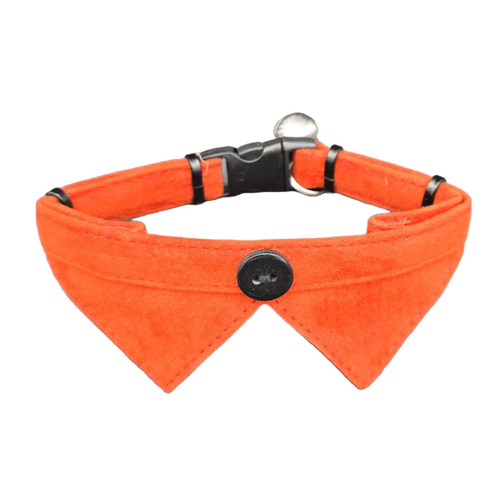 Jooys Kadife Zilli Yakalı Kedi Boyun Tasması Turuncu