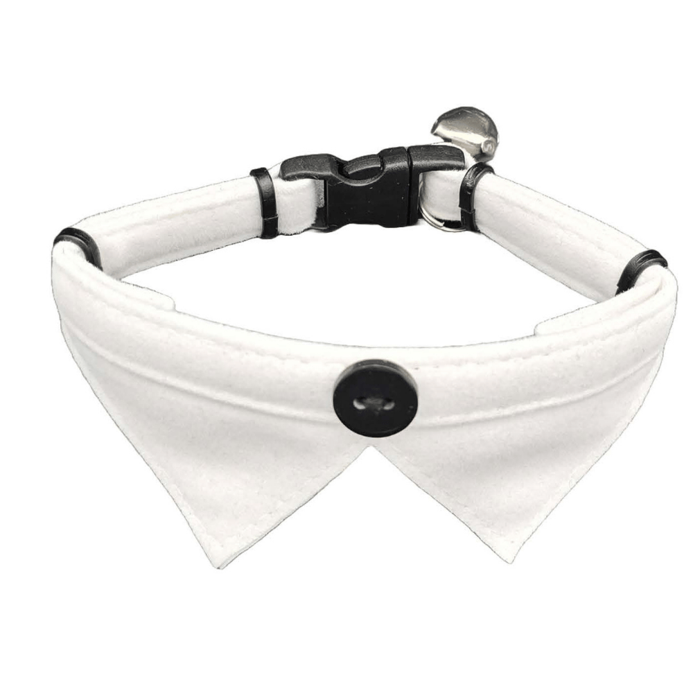 Jooys Kadife Zilli Yakalı Kedi Boyun Tasması Beyaz