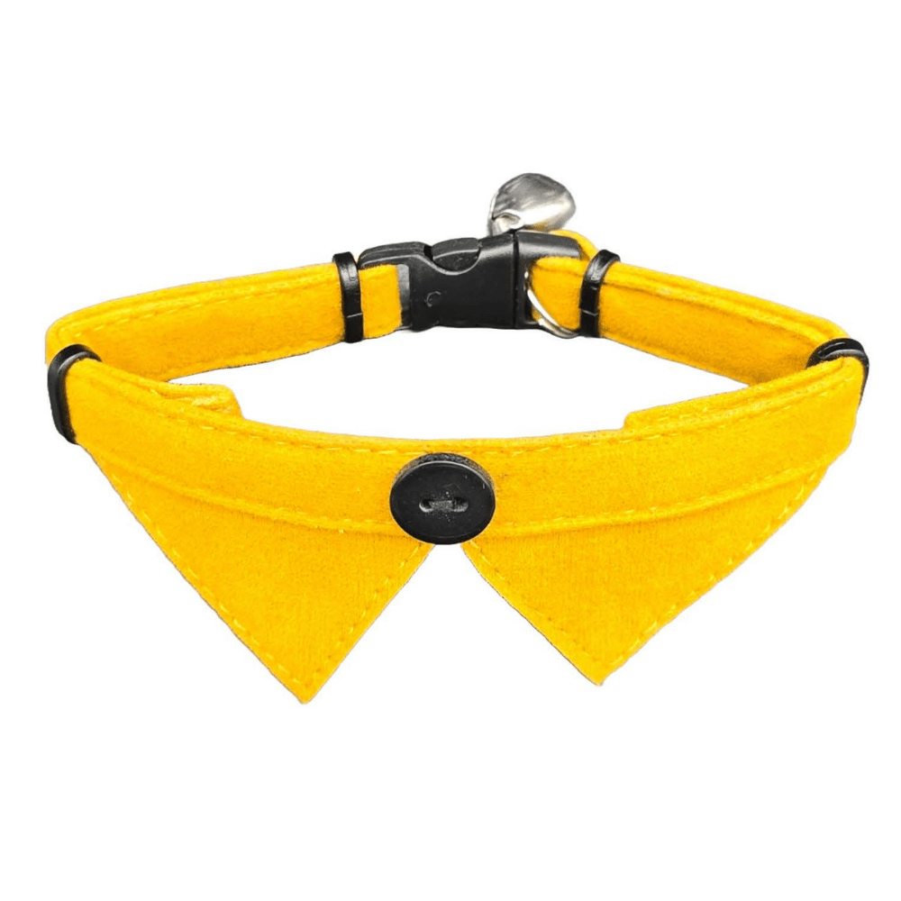 Jooys Kadife Zilli Yakalı Kedi Boyun Tasması Hardal