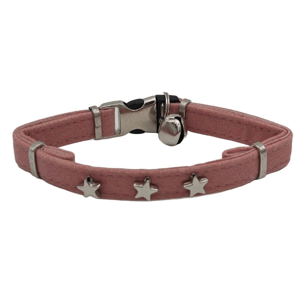 Jooys Kadife Zilli Yıldızlı Kedi Boyun Tasması Pudra