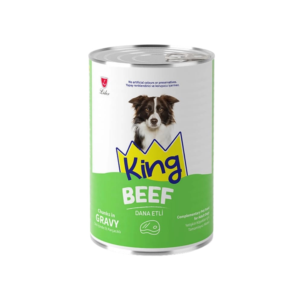 King Sos İçerisinde Et Parçacıklı Dana Etli Köpek Konservesi 400 gr