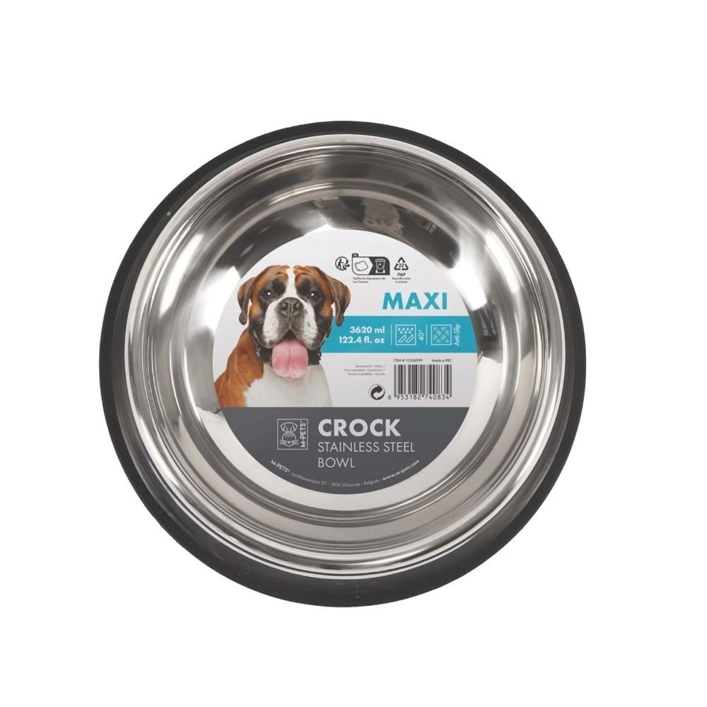 M-Pets Crock Paslanmaz Çelik Köpek Mama Kabı 36.5x36.5x8.5 cm