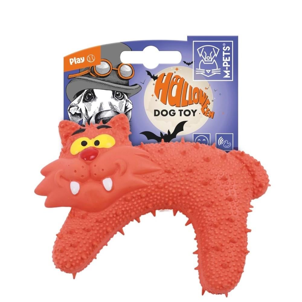 M-Pets Halloween Vampir Kedi Kauçuk Köpek Oyuncağı 14x5x10 cm Turuncu