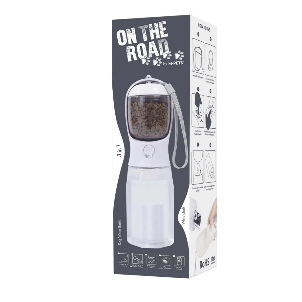 M-Pets On The Road 2İn1 Köpek Seyahat Suluğu 600Ml Beyaz