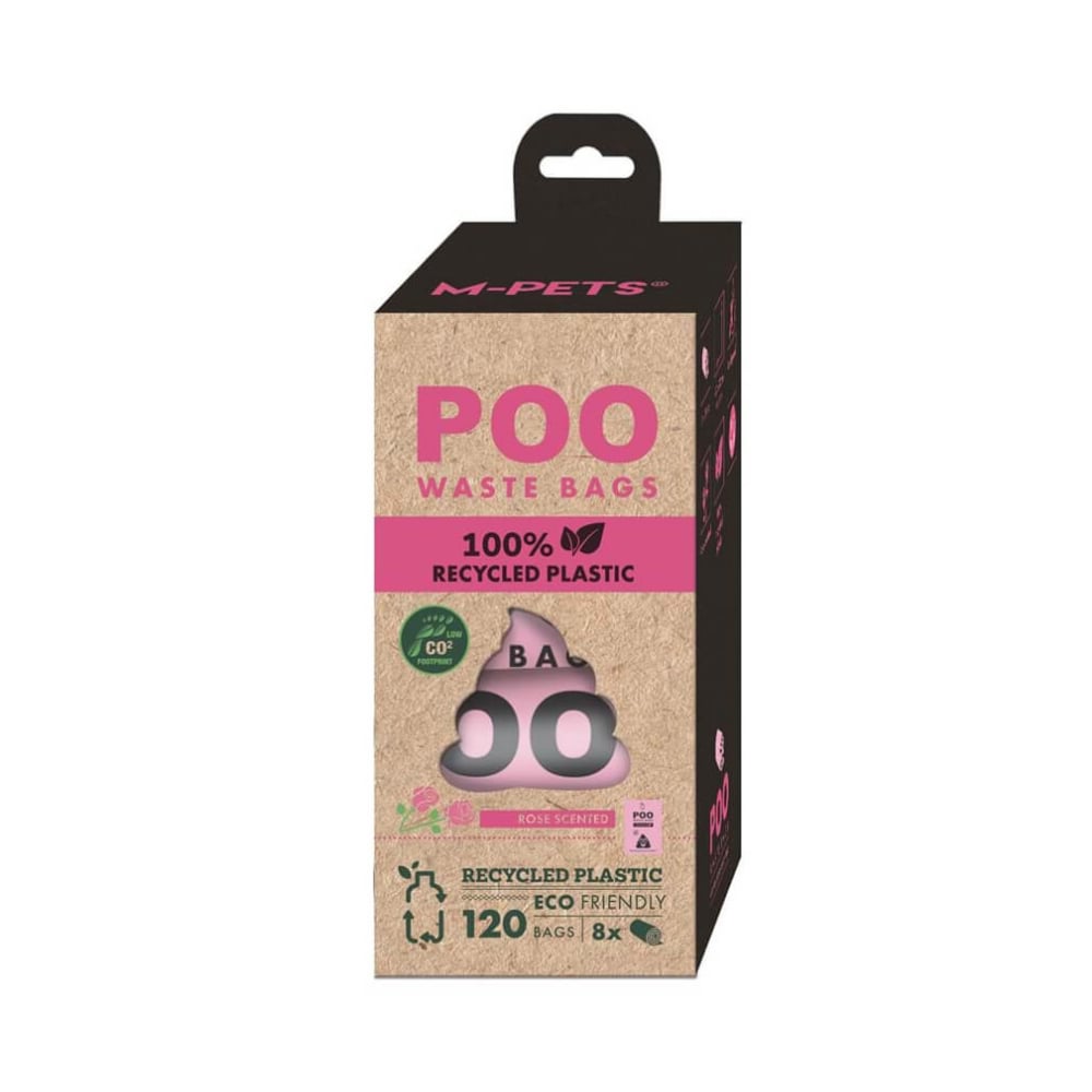 M-Pets Poo 100% Recycled Köpek Dışkı Poşeti Gül Kokulu 8X15 Yaprak