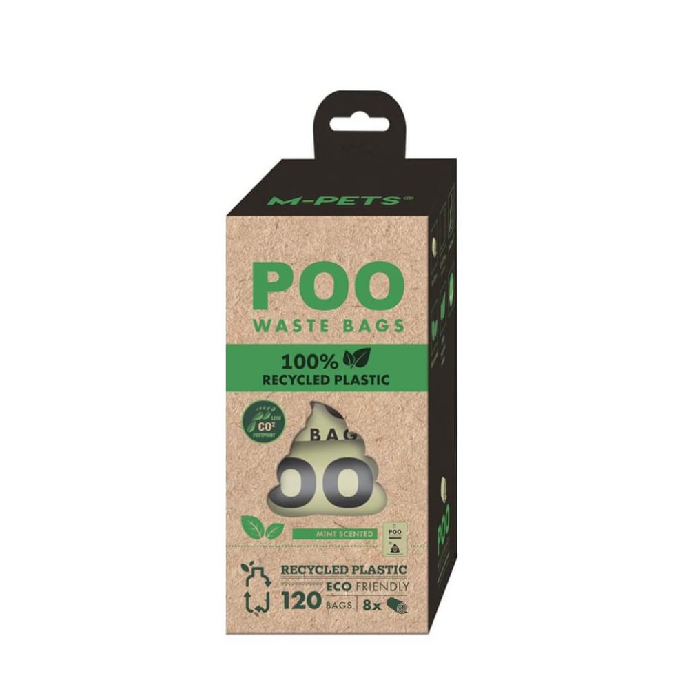 M-Pets Poo 100% Recycled Köpek Dışkı Poşeti Nane Kokulu 8X15 Yaprak