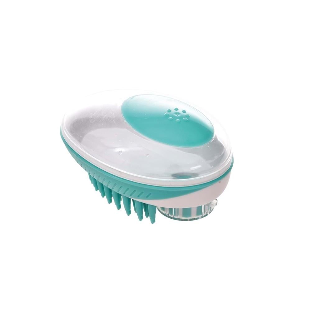 M-Pets Rubeaz Şampuan Hazneli Yıkama ve Masaj Fırçası 11.5x7.5 cm Yeşil