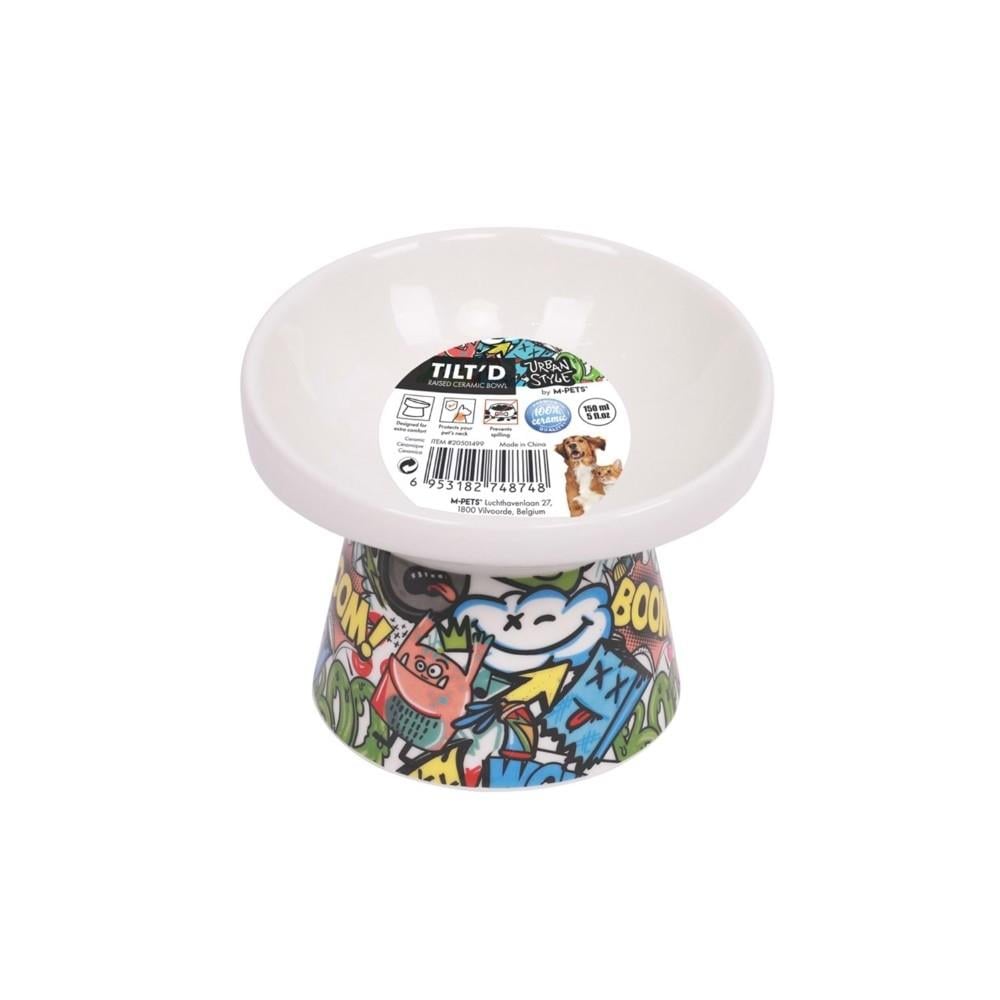 M-Pets Urban Style Kedi ve Köpekler için Seramik Mama ve Su Kabı 12x12.5x9.5 cm 250 ml