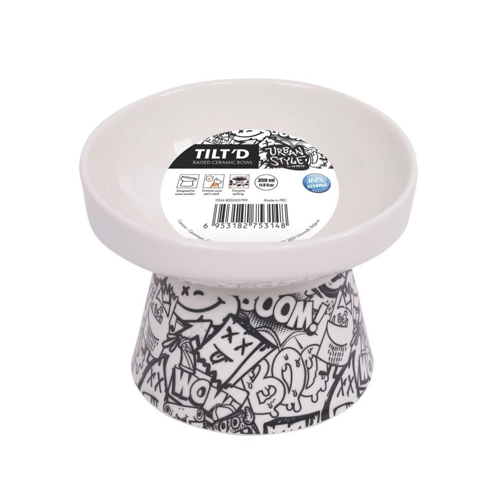 M-Pets Urban Style Kedi ve Köpekler için Seramik Mama ve Su Kabı 14.5x14.5x11.5 cm 350 ml