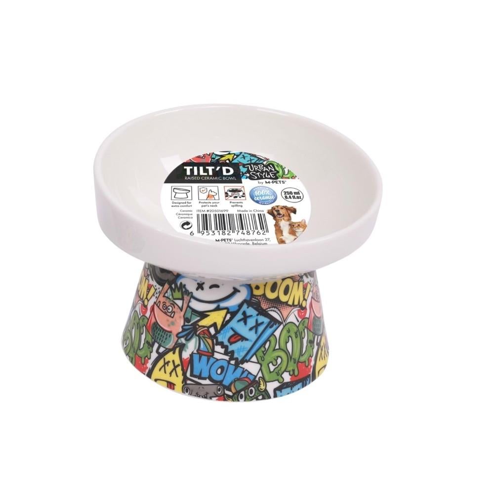 M-Pets Urban Style Kedi ve Köpekler için Seramik Mama ve Su Kabı 12x12.5x9.5 cm 250 ml