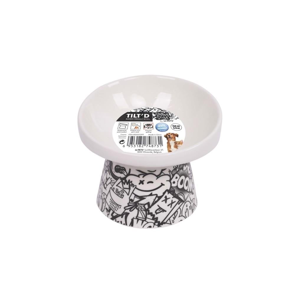 M-Pets Urban Style Kediler İçin Seramik Mama ve Su Kabı 10.5x10.6x8 cm 150 ml