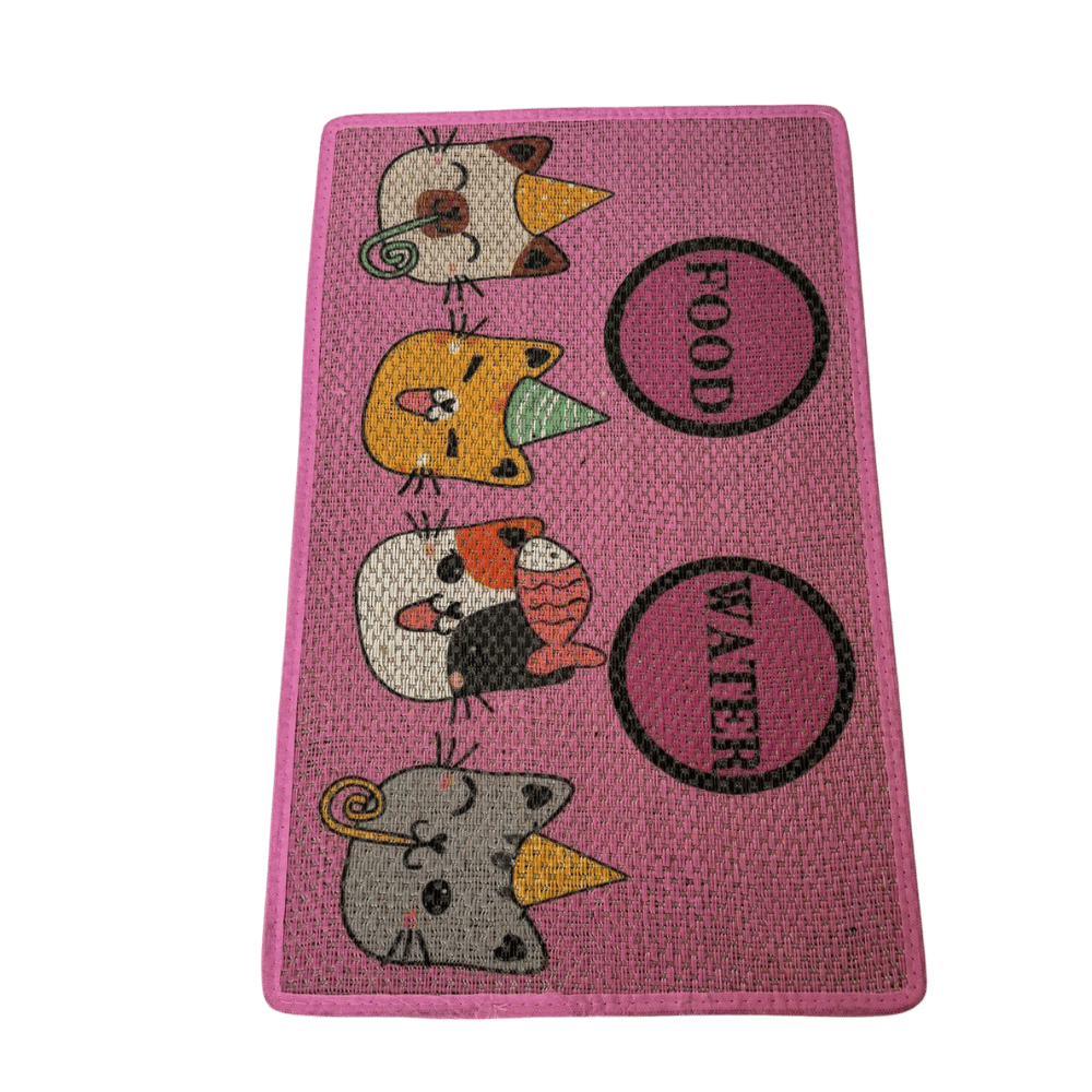 Mama Kabı Altı Kedi Desenli Pembe Kaydırmaz Paspas 43x70 cm
