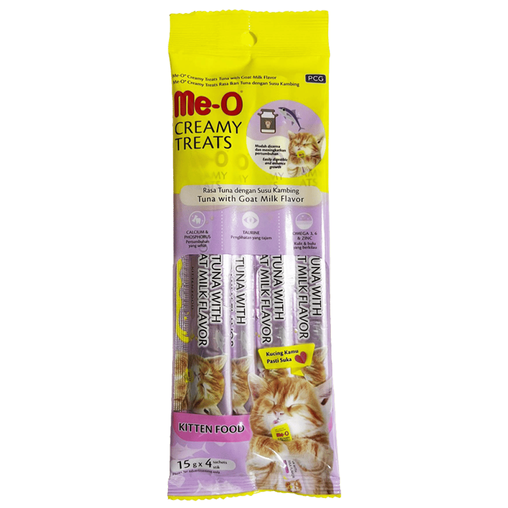 Me-O Creamy Kitten Ton Balıklı Keçi Sütlü Krema Sıvı Kedi Ödülü 4x15gr