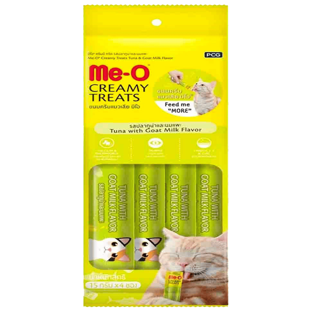 Me-O Creamy Treats Ton Balığı ve Keçi Sütlü Ek Besin ve Kedi Ödülü 4x15gr