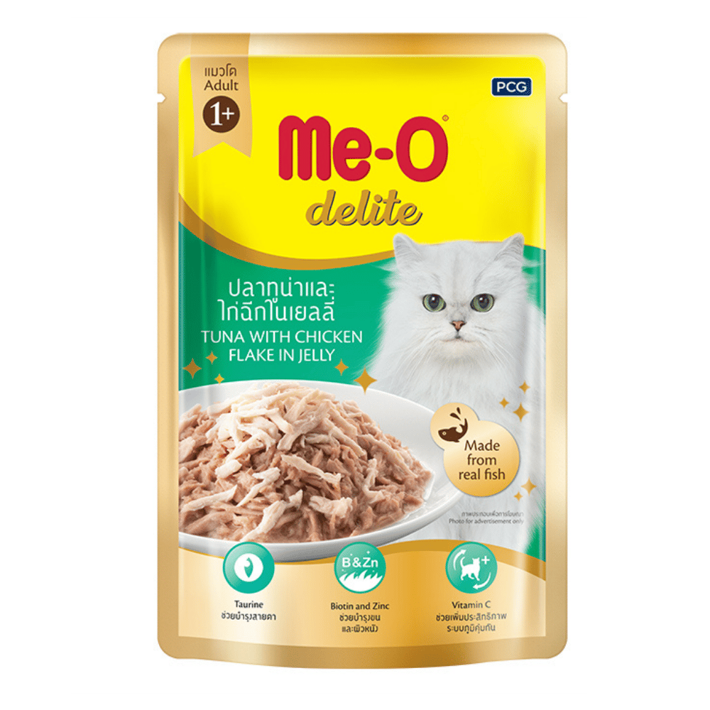 Me-O Delite Pouch Ton Balıklı ve Tavuklu Jöle İçinde Yetişkin Kedi Konservesi 70 gr