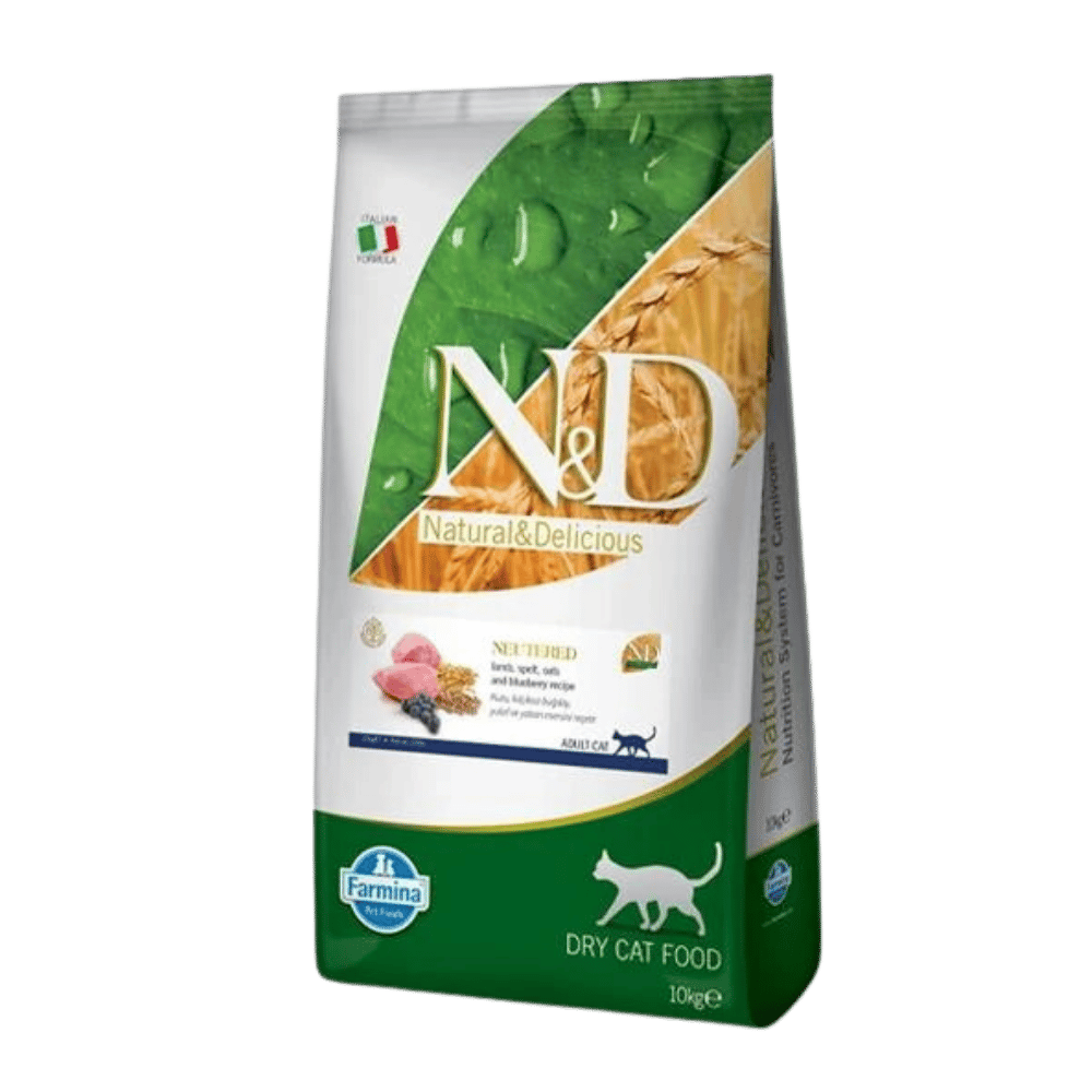 N&D Ancestral Grain Kuzu Etli ve Yaban Mersinli Ata Tahıllı Kısırlaştırılmış Kedi Maması 10kg