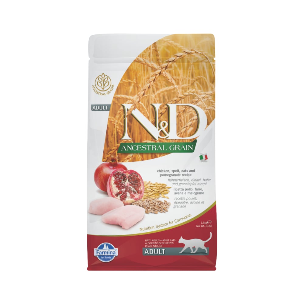 N&D Ancestral Grain Tavuklu ve Narlı Ata Tahıllı Yetişkin Kedi Maması 1.5 Kg