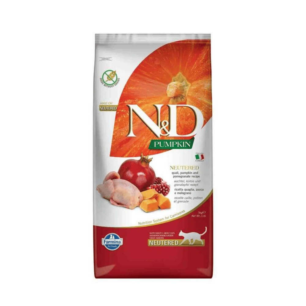 N&D Bıldırcın Etli Bal Kabaklı ve Narlı Kısırlaştırılmış Yetişkin Kedi Maması 5 Kg