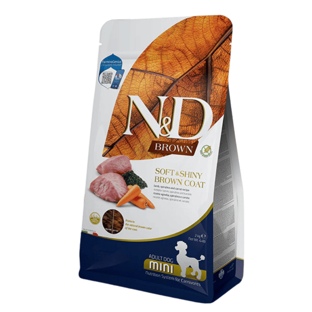 N&D Brown Kuzu Etli Spirulina ve Havuçlu Küçük Irk Yetişkin Köpek Maması 2kg