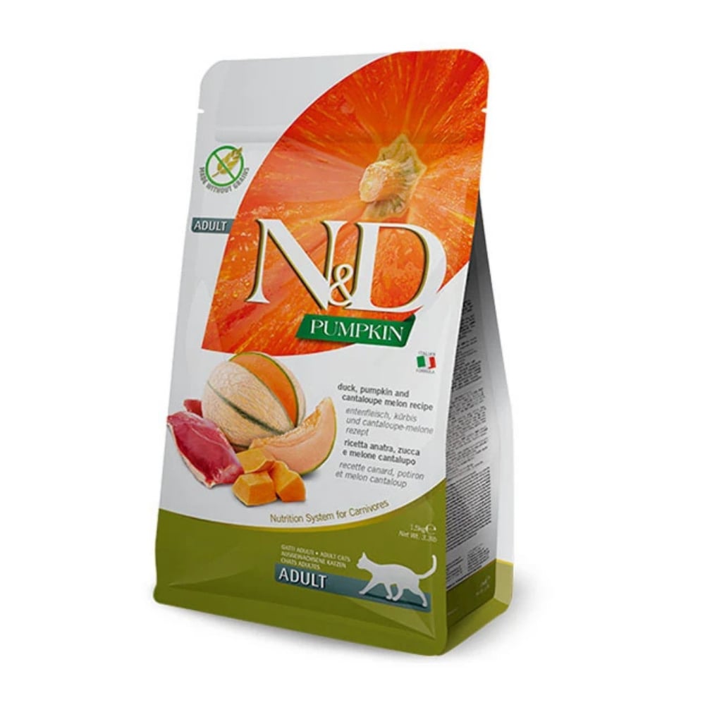 N&D Pumpkin Ördek Etli Bal Kabaklı ve Kavunlu Tahılsız Yetişkin Kedi Maması 1.5Kg