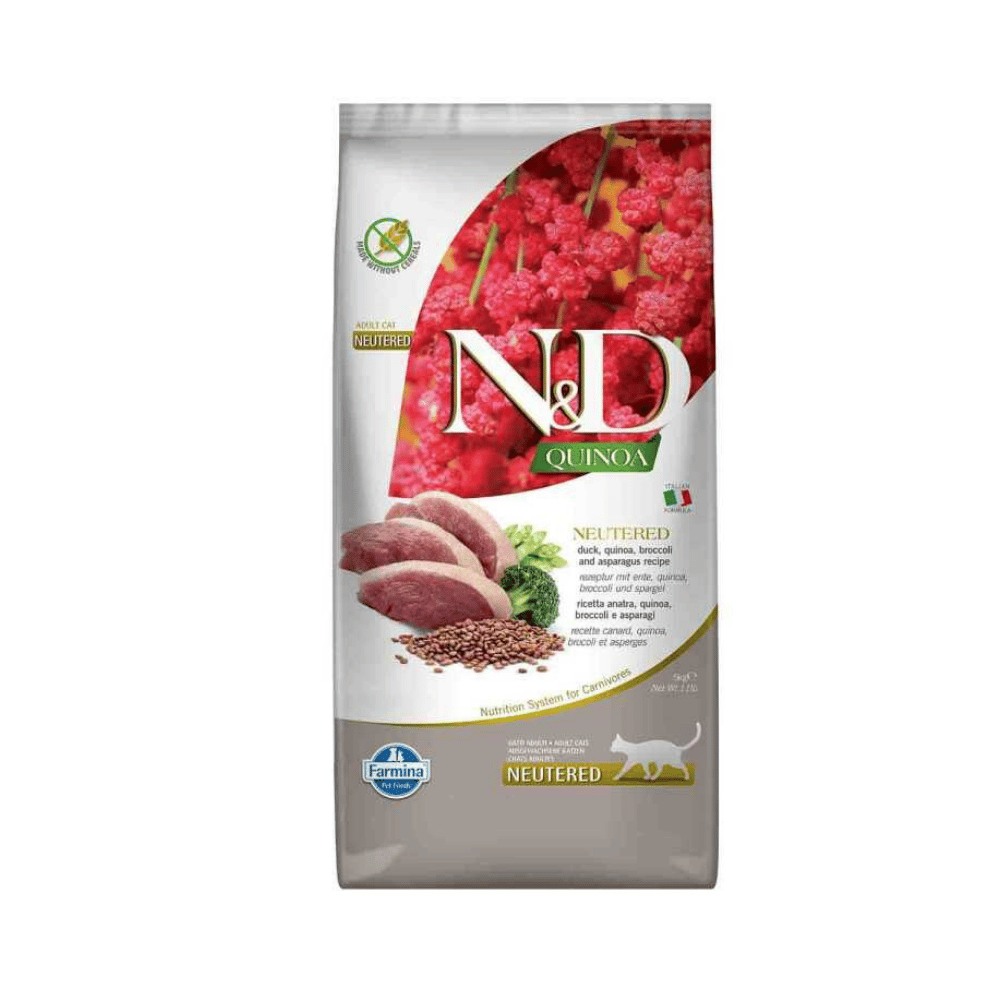 N&D Quinoa Ördek Brokoli Kuşkonmaz Kısırlaştırılmış Kedi Maması 5 Kg