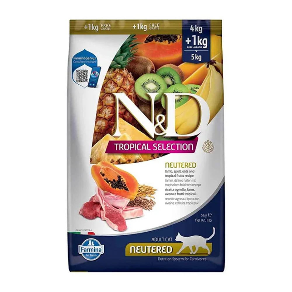 N&D Tropical Selection Kuzu ve Meyveli Kısırlaştırılmış Kedi Maması 5 Kg