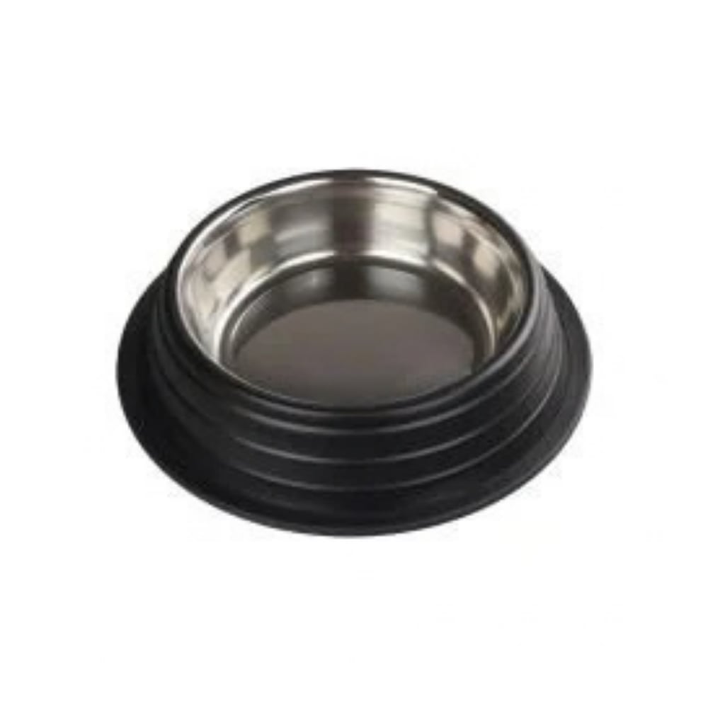 Oripet Kabartma Çizgili Siyah Çelik Kedi Mama Kabı 16 Oz-15.5cm