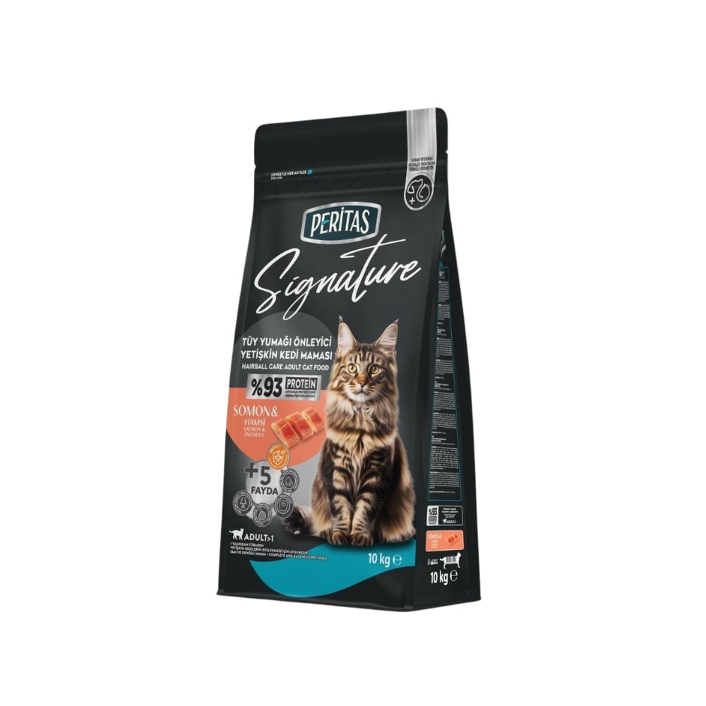 Peritas Signature Somonlu Yetişkin Hairball (Tüy Yumağı Önleyici) Kedi Maması 10 Kg