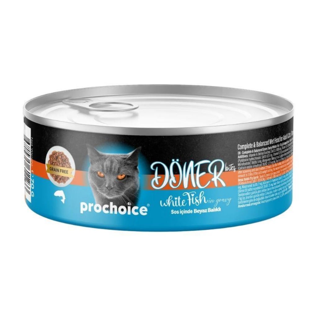 ProChoice Döner Bites Sos İçinde Beyaz Balıklı Yetişkin Kedi Konservesi 70 gr