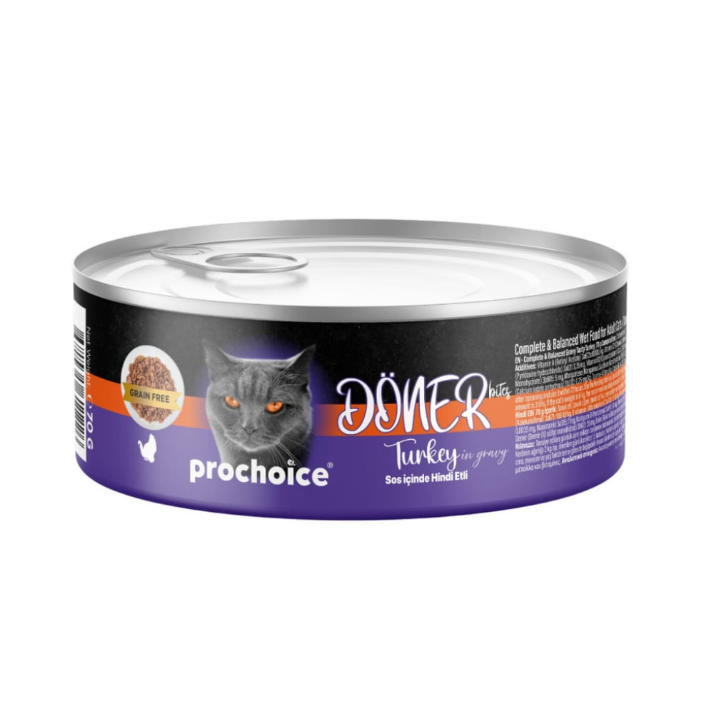 ProChoice Döner Bites Sos İçinde Hindili Yetişkin Kedi Konservesi 70 gr