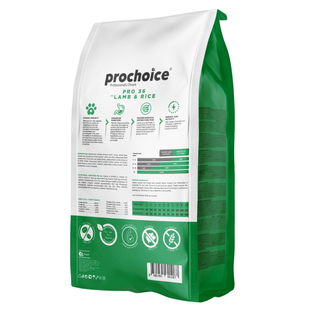 ProChoice Pro 36 Kuzulu ve Pirinçli Düşük Tahıllı Yetişkin Kedi Maması 2kg