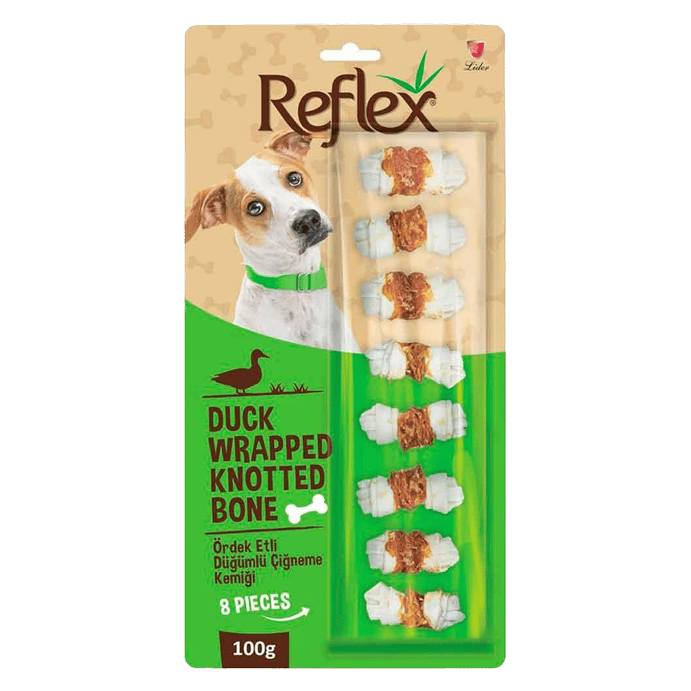 Reflex Ördek Eti Sargılı Düğümlü Köpek Çiğneme Kemiği 100gr (8'li)
