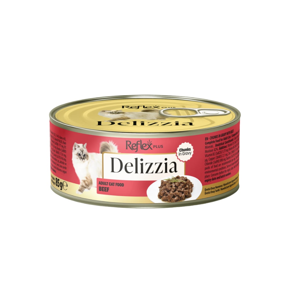 Reflex Plus Delizzia Sos İçinde Dana Parça Etli Yetişkin Kedi Konservesi 85 gr